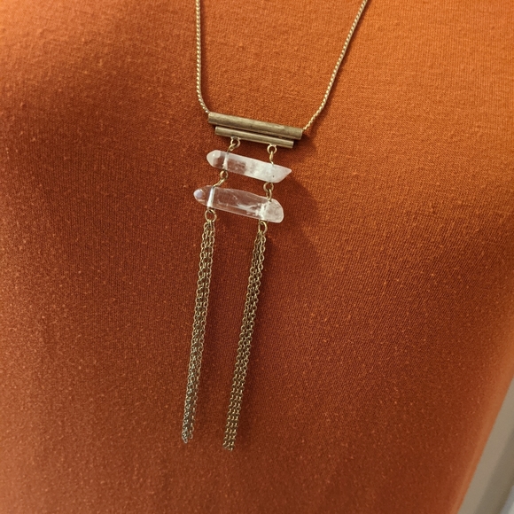 Handmade stone and metal bar long necklace - Picture 2 of 6